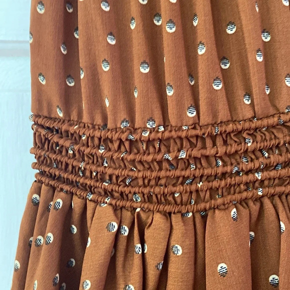 Storia Ruffle Layered Mini Dress in Rust Size Medium New Tiered Mini Dress - Picture 6 of 12